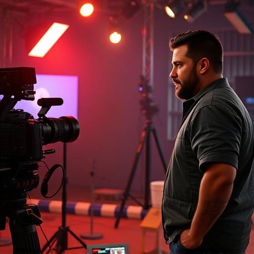 Nathan Garcia, sur le plateau de tournage d'une série télévisée, échangeant avec le réalisateur.