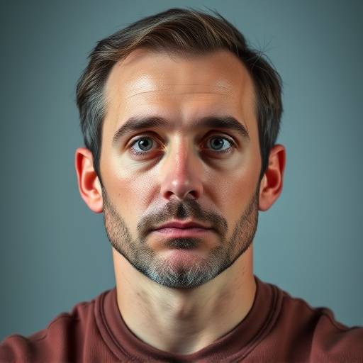 Portrait de Pierre Martin, instructeur de jeu devant la caméra, regard expressif et déterminé.