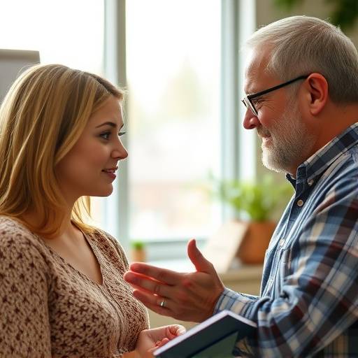 Professeur de diction aidant un étudiant à améliorer sa prononciation.