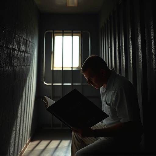 Un interno leyendo un libro en su celda, buscando escapar del aislamiento.